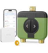 meross WiFi Water Timer for Garden Hose, 2 Zone WiFi Hose Timer with Brass Inlet and Outlet, WiFi...