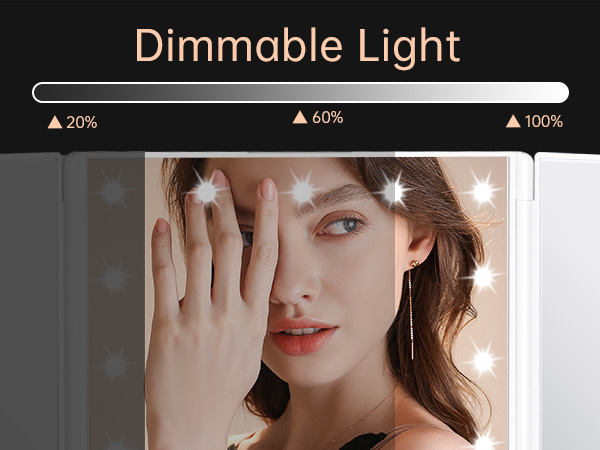 dimmable vanity lighted mirror