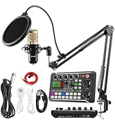 SINWE Podcast Microphone Bundle, BM-800 Condenser Mic with Live Sound Card Kit, Podcast Equipment...
