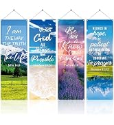 Bensbl 4 Pcs Church Banners for Sanctuary Wall 2 ft x 6 ft Oxford Cloth with Scripture Welcome In...