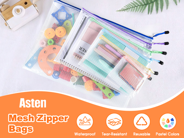 mesh zipper bags 12pcs 6 size