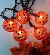PASUTO Halloween Lights Pumpkin String Lights, 8.5 Feet Pumpkin Lights with 10Pcs Pumpkin Lantern...