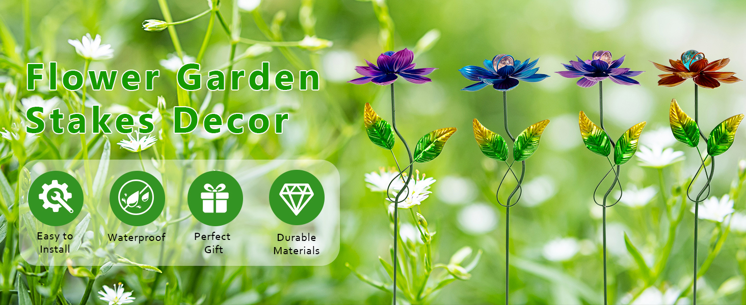 Metal Flowers Garden Stakes