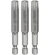 HARFINGTON 3pcs T50 Torx Head Screwdriver Bit 1/4" Hex Shank 2.6" (65mm) Long Magnetic No Hole Ti...