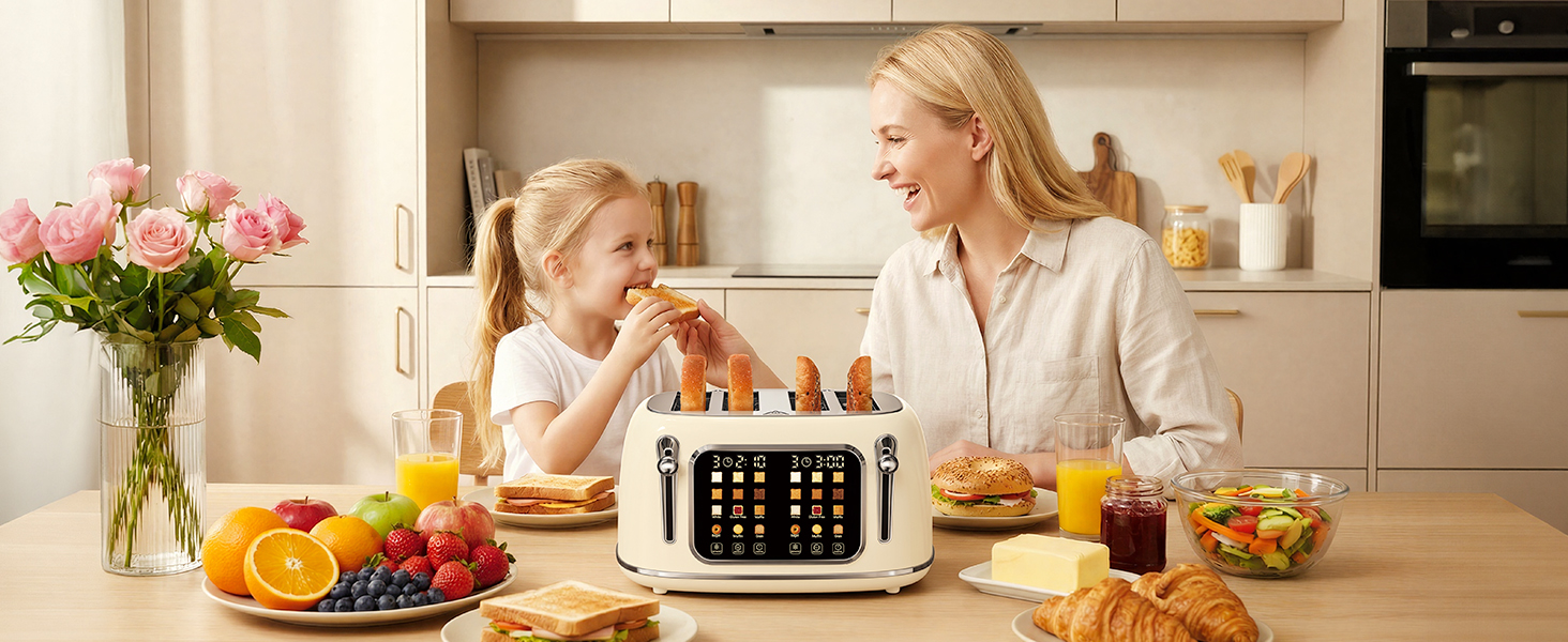 Mecity Retro Toaste 4 Slice with Touchscreen Control