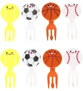8Pcs Multicolour Mini Football Sport Fruit Forks - Mini Cartoon Food Picks for Kids & Cocktail Pa...