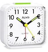 Azxb Analog Alarm Clock, Silent No Ticking Battery Operated Travel Alarm Clock with Night Light, ...