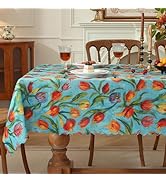 HOMOHEINI Rectangle Waterproof Tablecloth Linen Textured Table Cloth,Stain and Wrinkle Resistant ...