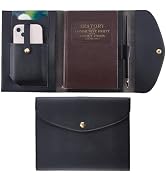 CRASPIRE A5 Leather Notebooks Cover for Black Journal Travelers Notebook with Card Slots Pen Hold...