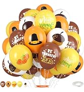 Thanksgiving Balloons, 12 Inch Brown Yellow Burnt Orange Coffee White Pumpkin Turkey Autumn Latex...