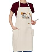 conda Adjustable Professional Bib Apron 100% Cotton Canvas with 3 Pockets for Women Men Adults, W...