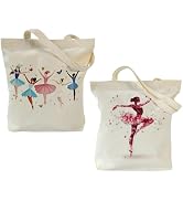 Zenloria Set of 2 Canvas Tote Bags for Women, Heavy Duty Reusable Cotton Shopping Bags with Artis...