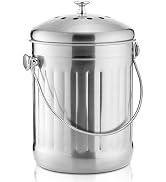 ENLOY Compost Bin for Kitchen Countertop, 1.3 Gallon Stainless Steel Indoor Compost Bucket for Ki...