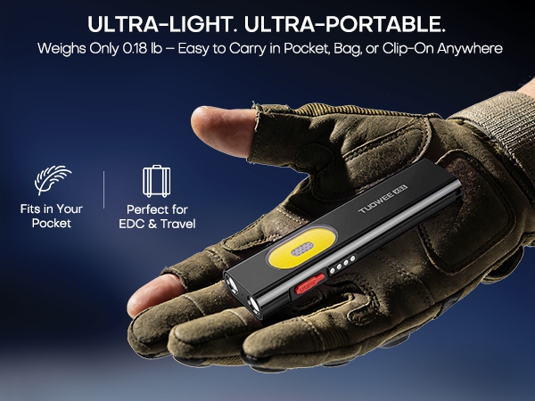 Flat EDC Flashlight Rechargeable Small Pocket Flashlight Lightweight Pocket Carry