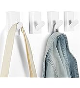 White Wood Wall Hooks 4 Pack, Modern Wooden Coat Hooks Wall Mounted, Heavy Duty Wall Hangers Hat ...