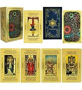 Smoostart PVC Tarot Cards with Meanings on Them, PVC Waterproof Anti-Wrinkle Luxury Gold Foil Tar...