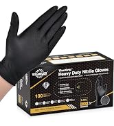 TitanFlex Heavy Duty Black Industrial Nitrile Gloves with Raised Diamond Texture, Latex Free 6mil