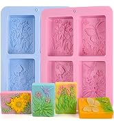 Moukiween Soap Molds Silicone, 3D Rectangular Insect Flower Silicone Molds for Handmade Craft Soa...