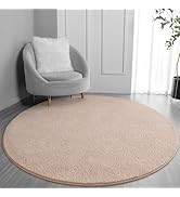 FlyDOIT Round Area Rugs for Bedroom Living Room, 4x4 Beige Super Soft Comfy Thickened Memory-Foam...