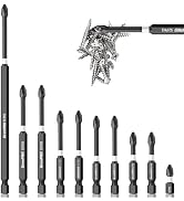 GRENPRO 10Pcs Phillips Magnetic Screwdriver Bit Set, Long 1-6 Inch Impact Tough PH2 Screwdriver P...
