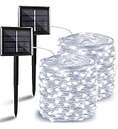 Solar String Lights Outdoor, 2-Pack Each 72FT 200 LED Solar Christmas Twinkle Lights Outside Wate...