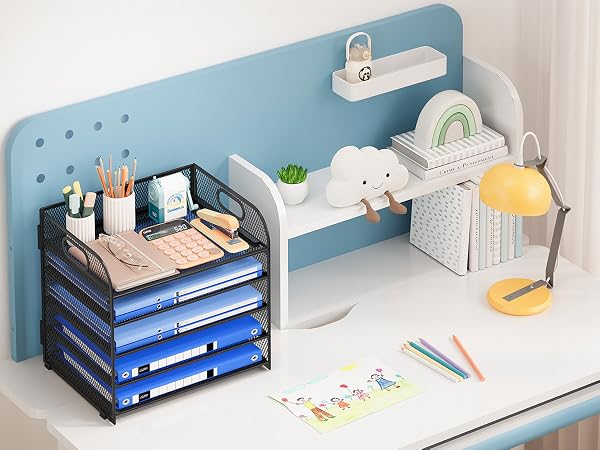 Mesh Metal Desk File Holder for Office Desktop Paper Holder Paper Letter Tray Organizer with Handles