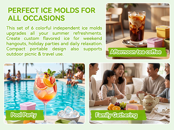 Silicone Ice Cube Molds Set of 6