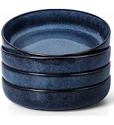 Herogo Stoneware Pasta Bowls Set of 4, Large Wide Shallow 37oz Plates and Serving Bowls Sets for ...