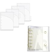NatSumeBasics Gold A7 Binder 4 Divider Pockets Binder Inserts Set Clear Snap Binder with A7 Cash ...