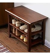 XKZG Storage Bench Wooden Shoe Bench Rustic Solid Wood Entryway Bench (Brown,23.6")
