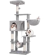 Hey-brother Cat Tree with Large Hammock, Multi-Level Cat Tower for Indoor Cats, Cat Condo with Si...