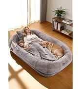PalNests Human Dog Bed 75"x47"x12" Extra Large Calming Giant Bed for Adults & Pets, Dual-Sided Al...