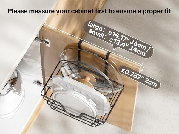 pot lid organizer for cabinet