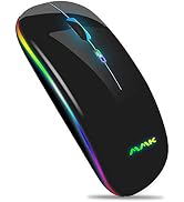 Wireless Bluetooth Mouse for Laptop, Rechargeable Mouse 2.4G USB Optical Wireless Mouse, LED Slim...