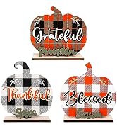 ANOTION Fall Decorations for Home - Fall Tiered Tray Decor Fall Thankful Grateful Blessed Pumpkin...