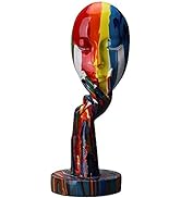 suruim Simple Creative Colorful Women Face Art Statue Thinker Lady Sculpture Abstract Characters ...