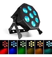SHEHDS LED GlamoPar Lighting, 7x12w Stage Light, RGBLAC 6in1 Color Mixing, Strobe Effect, Intelli...