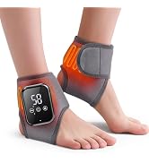 Rechargeable Ankle Heating Pad with Massage for Circulation, Foot Ankle Massager, 2PCS Gray