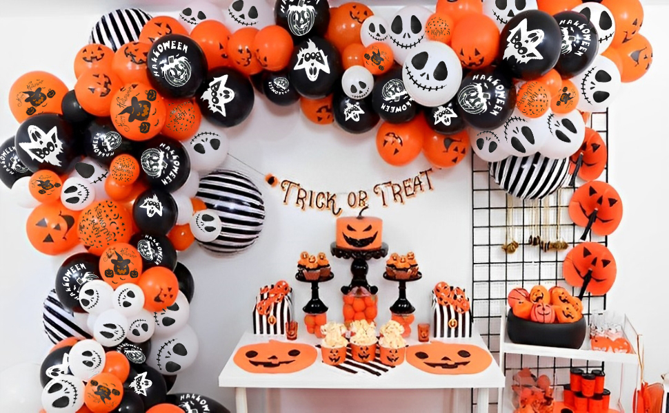 halloween balloons halloween decoration balloons scary halloween balloons orange, black balloons