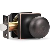 GOBEKOR 1 Pack Passage Door Knobs Interior Oil Rubbed Bronze Square Keyless Door Knobs Closet Hal...