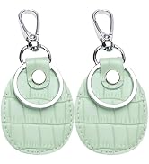 CALFOVERA 2PCS Genuine Leather Key Fob Light Green Portable Leather Keychain Cover Compatible Scr...