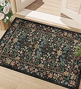 DUKINO 2x3 Entryway Rug, Floral Washable Area Rug with Non Slip Indoor Door Mat, Vintage Low Pile...