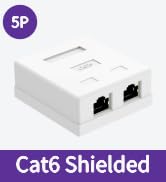 Cat6 Shielded Surface Mount Box 2-Port 5-Pack