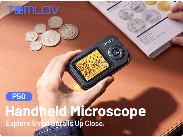 TOMLOV P50 Portable Microscope - Fresh New Handheld Camera-Style Design