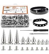 220 Pcs Studs for Clothing, 3 Sizes Cone Spikes Metal Tree Spikes for Clothes