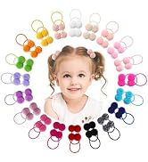 choicbaby Baby Girls Hair Accessories - Small Fluffy Pom Pom Ball Elastic Ponytail Holders and Ru...