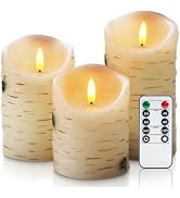 Homemory Birch Flameless Candles, LED Pillar Candles, Battery Operated Candles with Timer and Rem...