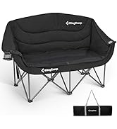 KingCamp Double Camping Chair, Oversized 660lbs Heavy Duty Loveseat for Adults Portable Folding X...