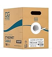 DG Network Solutions Cat6e Plenum (CMP), 1000ft, 600MHz, Unshielded, UTP, 23AWG, Solid Bare Coppe...