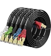 CableGeeker Cat 8 Ethernet Cable 3FT 5 Pack Black, 40Gbps 2000Mhz High Speed LAN Network Cable Gi...